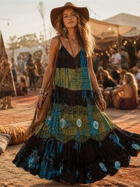 Bila Bohemian Tie Dye Maxi Dress Size Small
